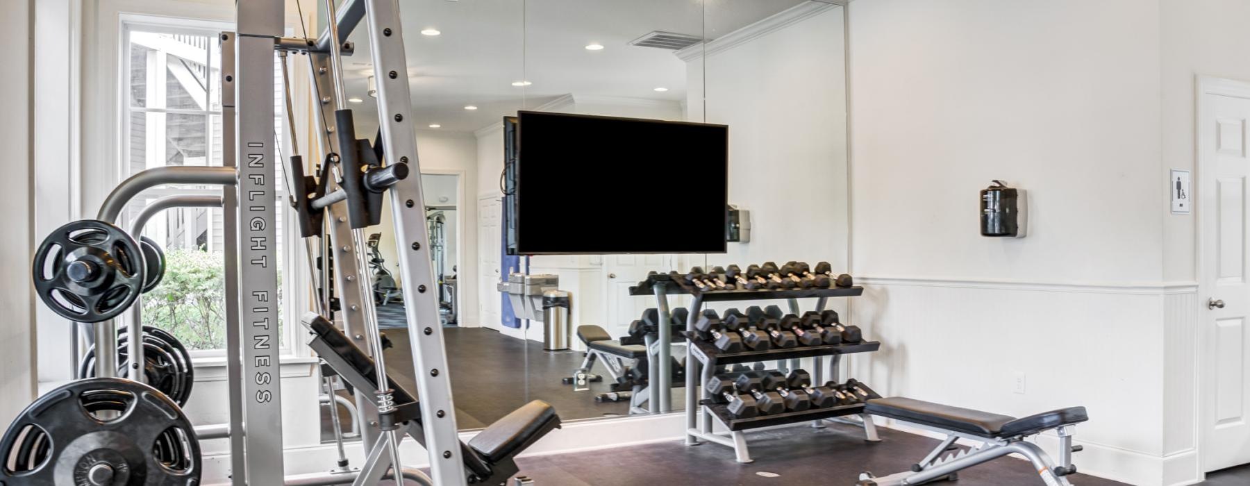 a gym with exercise equipment